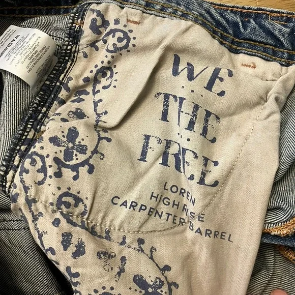 We The Free Jeans Womens 28 Light Wash Loren High Rise Carpenter Barrel Utility - Picture 4 of 9